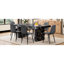 Table luxueuse avec plateau de table en marbre noir épais de 3,5 pouces et 6 chaises gris foncé de style uni, convenant à une utilisation en conférence Décoration d'intérieur sophistiquée de 78,7 po x 39,4 po x 29,9 po