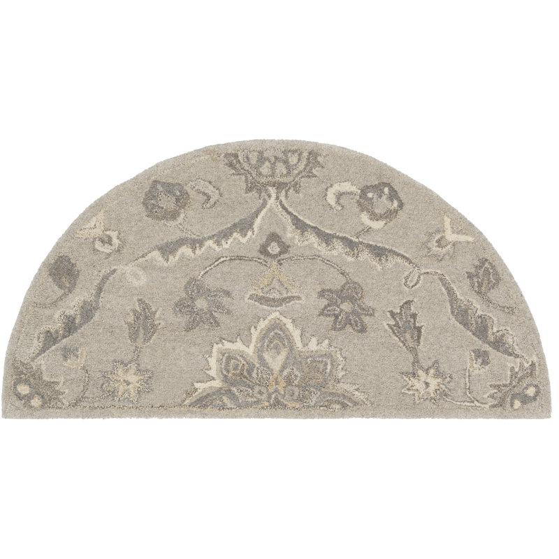 Elko Hand Tufted Wool Floral Indoor Rug, Semi Circle 2' x 4'