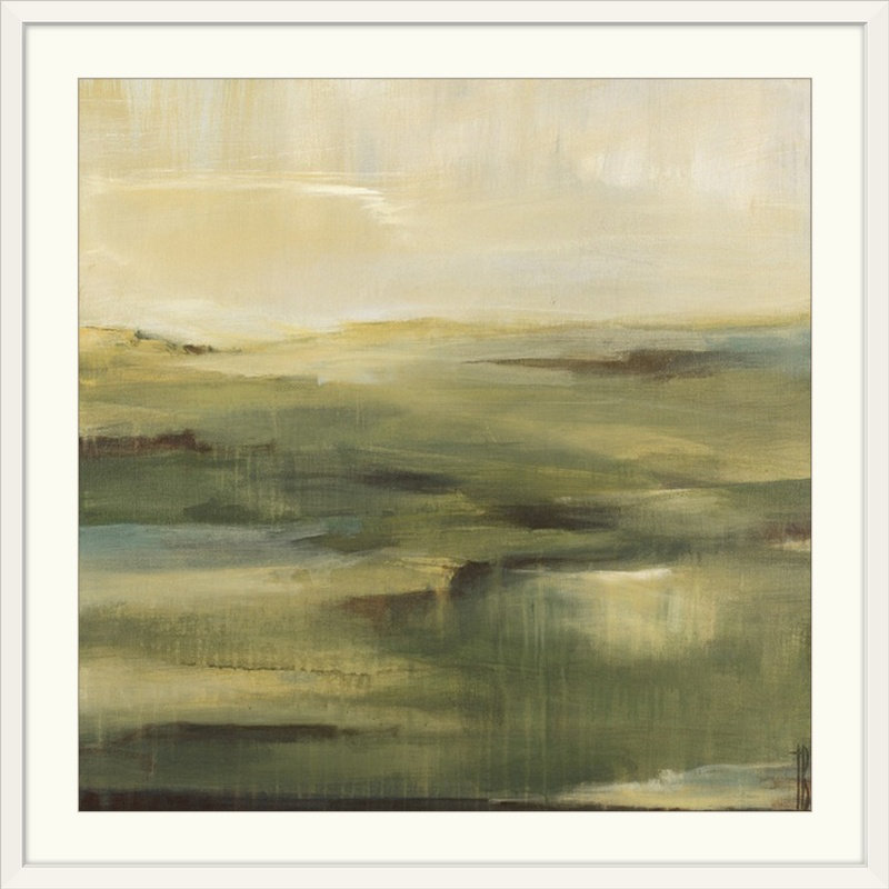 «Anjrue Moss Hill» par Terri Burris, reproduction d'art, H 20" x l 20" x P 1", Cadre blanc