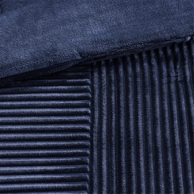Navy Blue Comforter For Full/queen Bed - , Ribbed Top, Solid Bottom, Machine Washable, With 1 And 2 Shams Navy, Content, Exterior, Reverse, Includes