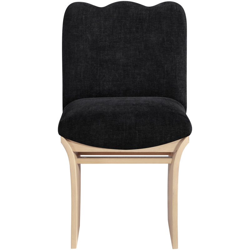 Shaw Cassady Chenille Fabric Upholstered Dining Chair, Natural, Black Chenille Fabric