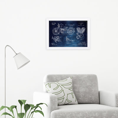 " Harley Engine 1923 Set Horiz Blue Chalkboard " by Oliver Gal