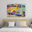 Ensemble de 3 panneaux muraux - Richard Wallich «Camions», art mural sur toile pour le salon, la chambre à coucher ou le bureau 