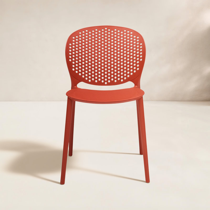 Bailey Stacking Patio Dining Chair, Dark Orange