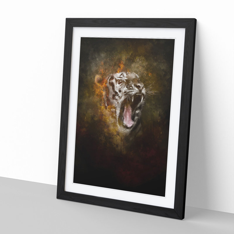 Tiger Roar - Picture Frame Graphic Art, Black, 65cm H x 48cm W x 2cm D