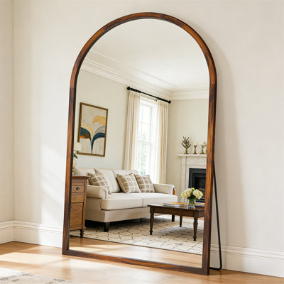 Arched Wooden Full-Length Mirror – Tall Freestanding Floor Mirror & Wall-Mounted Option, For Bedroom, Living Room, Hallway