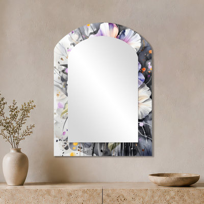 Minimalist Large Wall Mirror – Flowering Cosmos of Summer Flowers II, Metal Print