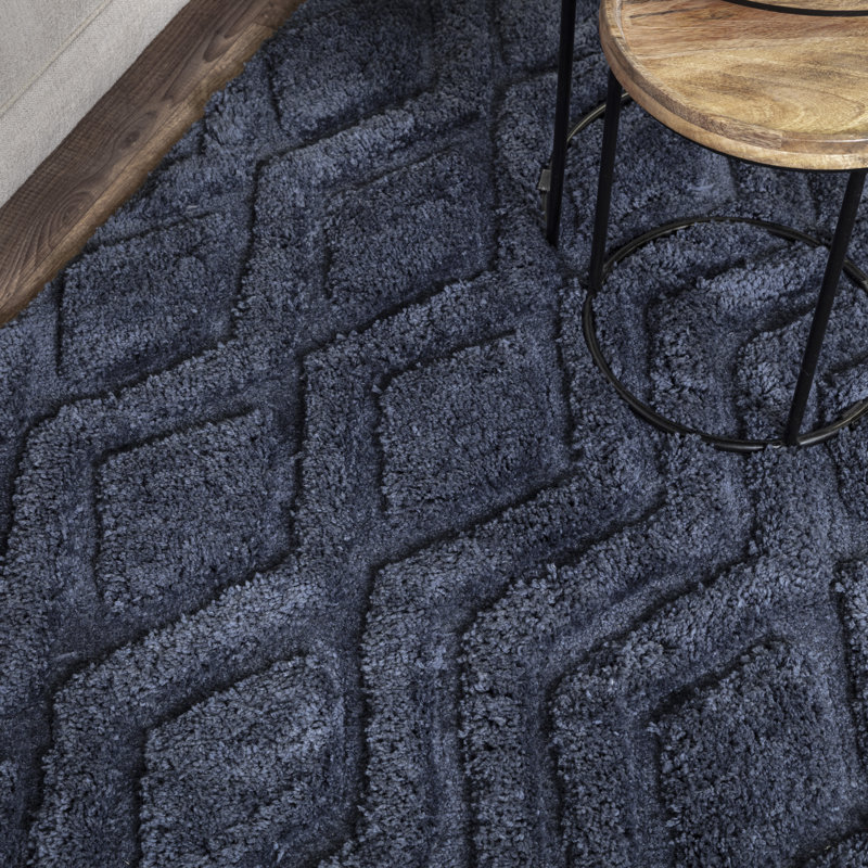 Peck Shaggy Navy Blue Rug, Rectangle 120 x 170cm