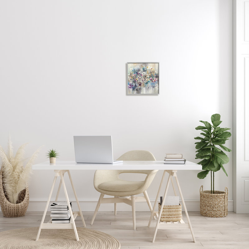 Doux champ floral arrondi - impression, Estampe numérique Farmhouse, H 12 po x l 12 po x P 1,5 po