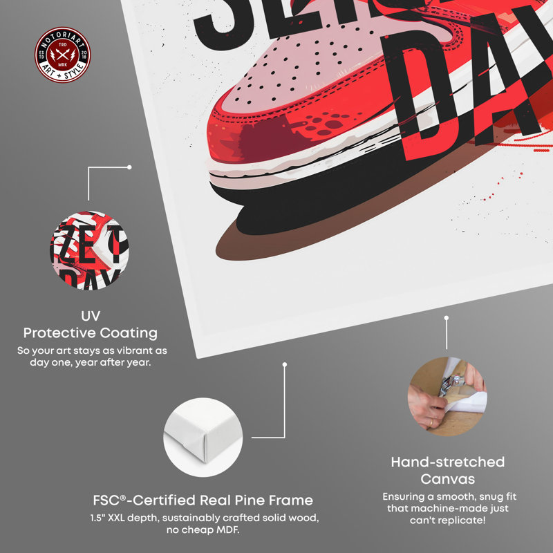 Seize The Day Red and Black Canvas Motivational Quote Art