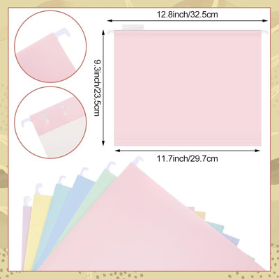 Organisateur de bureau en acrylique 24 dossiers suspendus, boîte en acrylique Past pastel transparent avec poignées, compatible avec la lettre A4, étiquettes colorées incluses, pour le bureau en classe, la rentrée scolaire