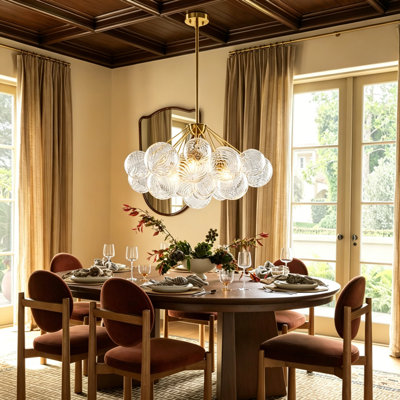 3 - Light Dimmable Glass Bubble Chandeliers