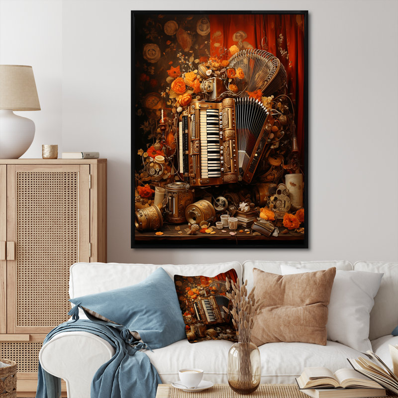 Soufflet soufflé ambre antique sur toile, H 44 po x l 34 po x P 1,5 po, Cadre flottant noir