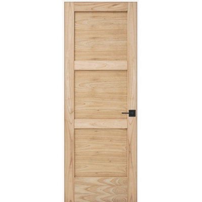 Porte intérieure pré-montée en cèdre blanc noueux à 3 panneaux avec ensemble de poignées et trousse d'installation Evelin