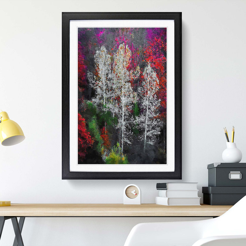 Autumn Trees in Switzerland - Framed Print, 63cm H x 45cm W x 2cm D, Black Framed