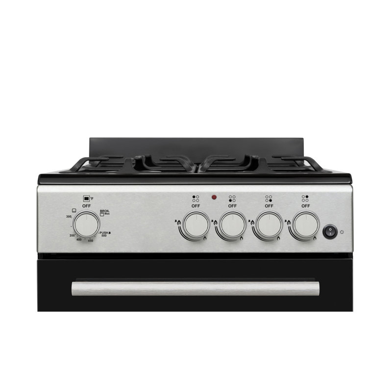 Hamilton Beach 20-Inch Gas Range with 1.9 cu. ft. Oven, 4-Burner Stainless Steel Stove with Broiler, Storage Drawer & Electronic Ignition – Compact Freestanding Kitchen Range for Apartments, RVs, and Small Homes