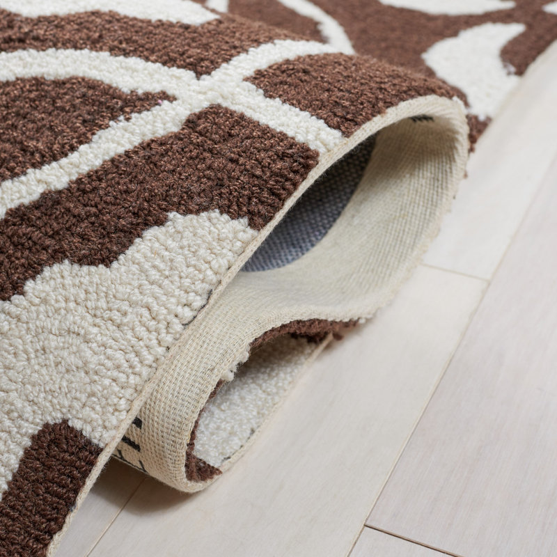 Tapis à motif géométrique chocolat et ivoire pour l'intérieur et l'extérieur Bayou, Rectangle 3 pi 6 po x 5 pi 6 po