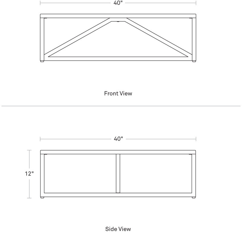 Strut Outdoor Coffee Table, Carbon, 12" H x 40" W x 40" D