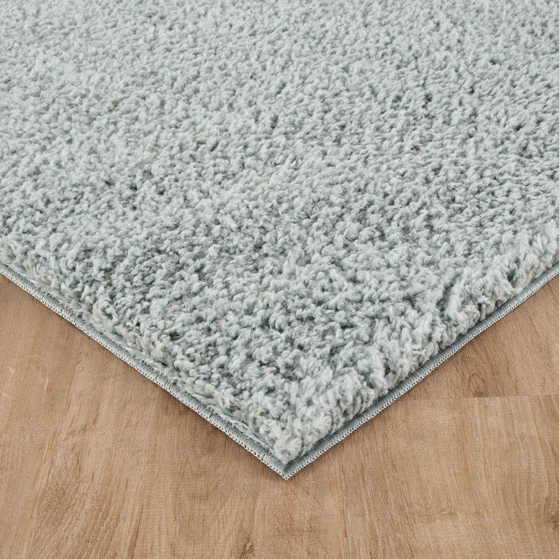 Ainsley Plain Living Room Shaggy Area Rug Modern Soft Pile Polyester Rug, Duck Egg, Rectangle 60 x 110 cm