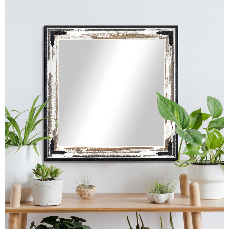Umstead Solid Wood Flat Wall Mirror, 25.5" H x 25.5" W, Brown Brushed