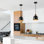 Luminaire suspendu 1 lumière noir mat avec accent de couleur bois sur douille