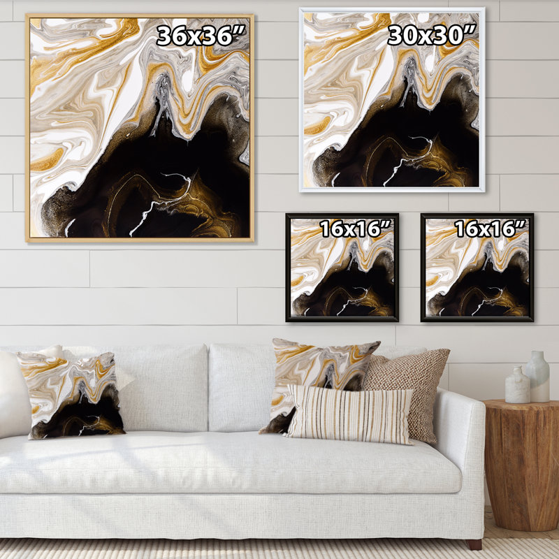 «Black and White», impression sur toile, Cadre flottant doré, H 30 po x l 30 po x P 1 po