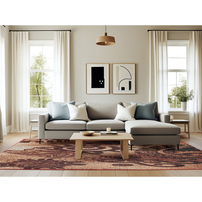 Tapis brun à motifs, Rectangle 6 pi x 9 pi
