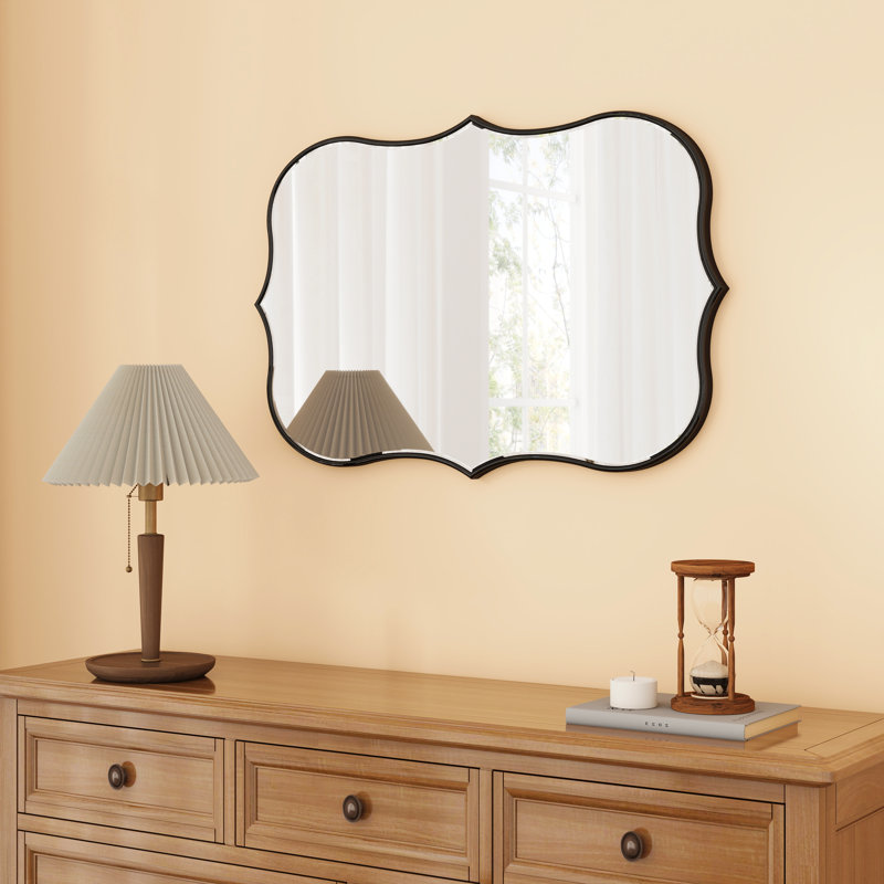 Antique Gold Wall Mirror for Living Room Decor 60 x 90cm, Black