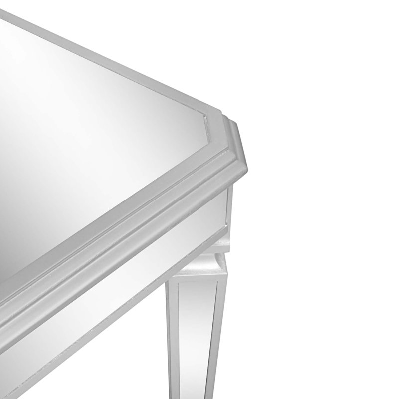 Sleek Glass Mirrored Coffee Table With Adjustable Legs