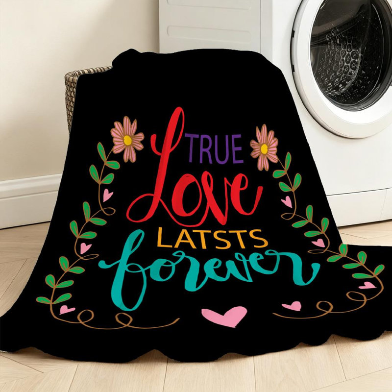 Jeté en flanelle transparente molletonnée transparente, imprimé Love Forever Motivation, Jeté 50 po x 60 po