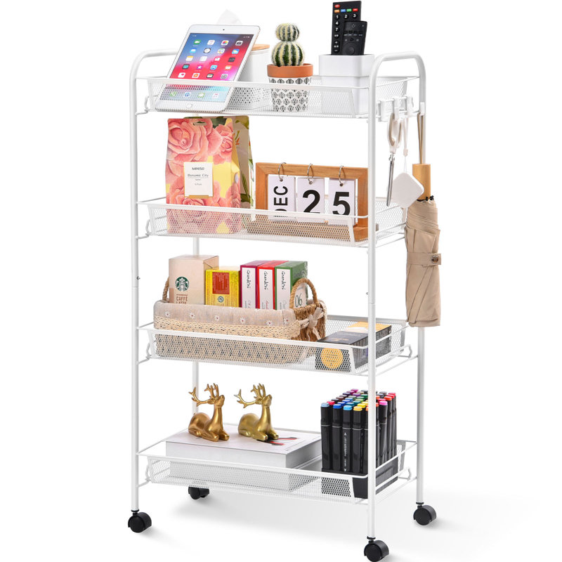 32.6'' H x 10.2'' W Utility Cart with Wheels, White