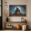 Art mural sur toile Spooky Haunted House Under Full Moon-1294718021