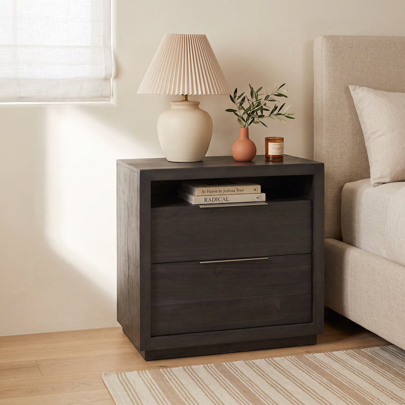 Table de chevet 2 tiroirs Eloise, Gris basalte