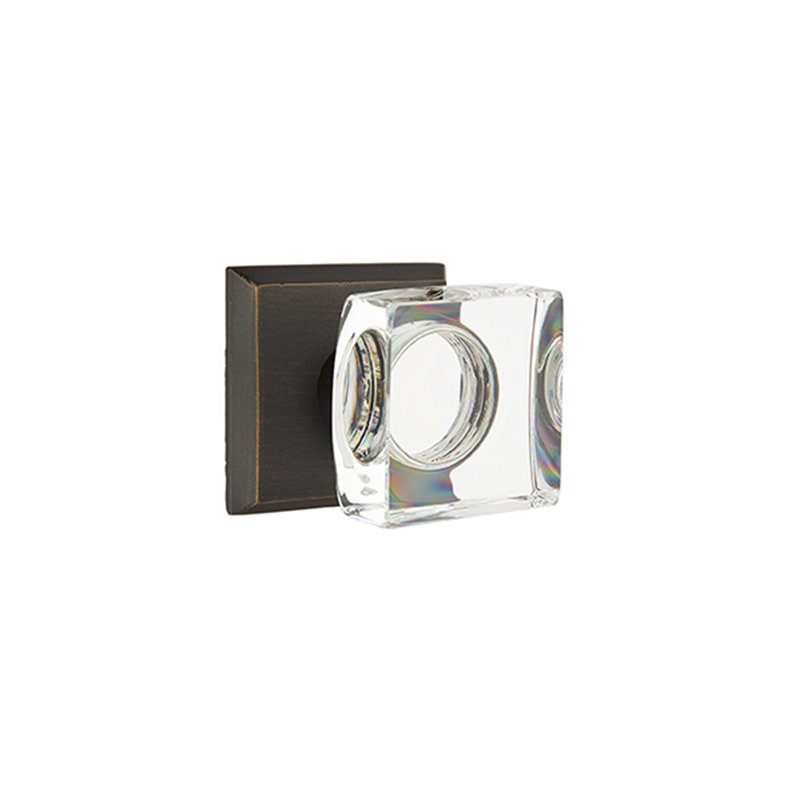 Poignée de cristal carrée moderne de passage avec style # 6 rose, Bronze moyen