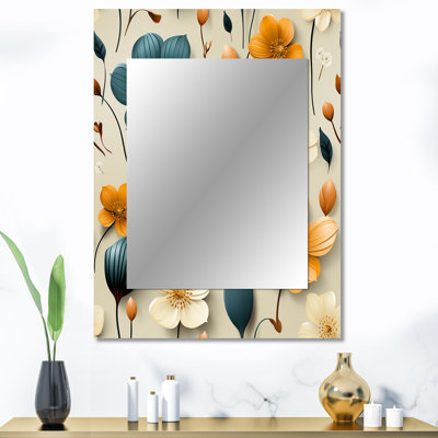 Adelena Mod Floral Nostalgia - grand miroir mural de style Mid-Century, miroir décoratif Mid-Century moderne, impression d'art en métal