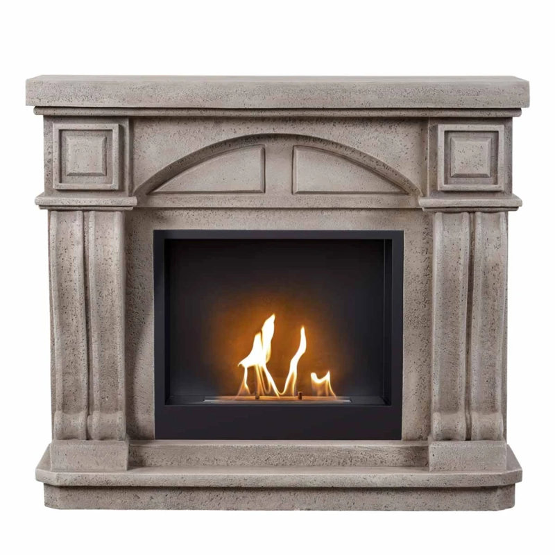 Marlow Home Co. 114.5cm W Stone Effect Bio-Ethanol Fireplace