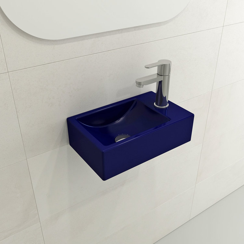 BOCCHI Milano 9.06'' Fireclay Rectangular Bathroom Sink, Sapphire Blue