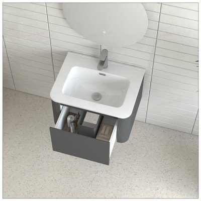 Meuble-lavabo mural 24 po avec lavabo en céramique