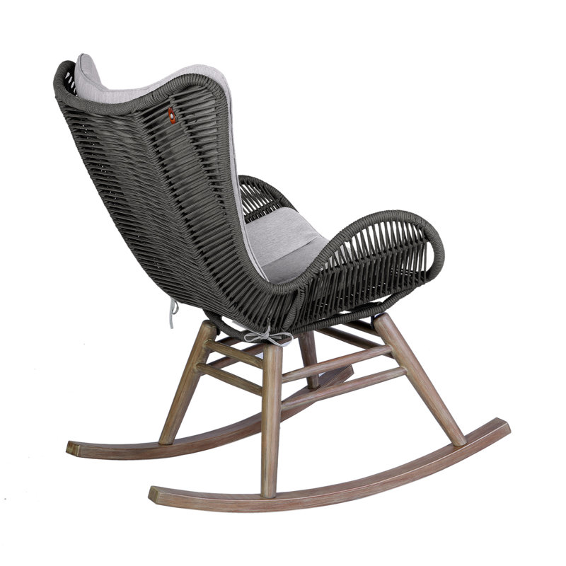 Cabane Wood Outdoor Chair with Sunbrella® Cushions, Light Gray/Black