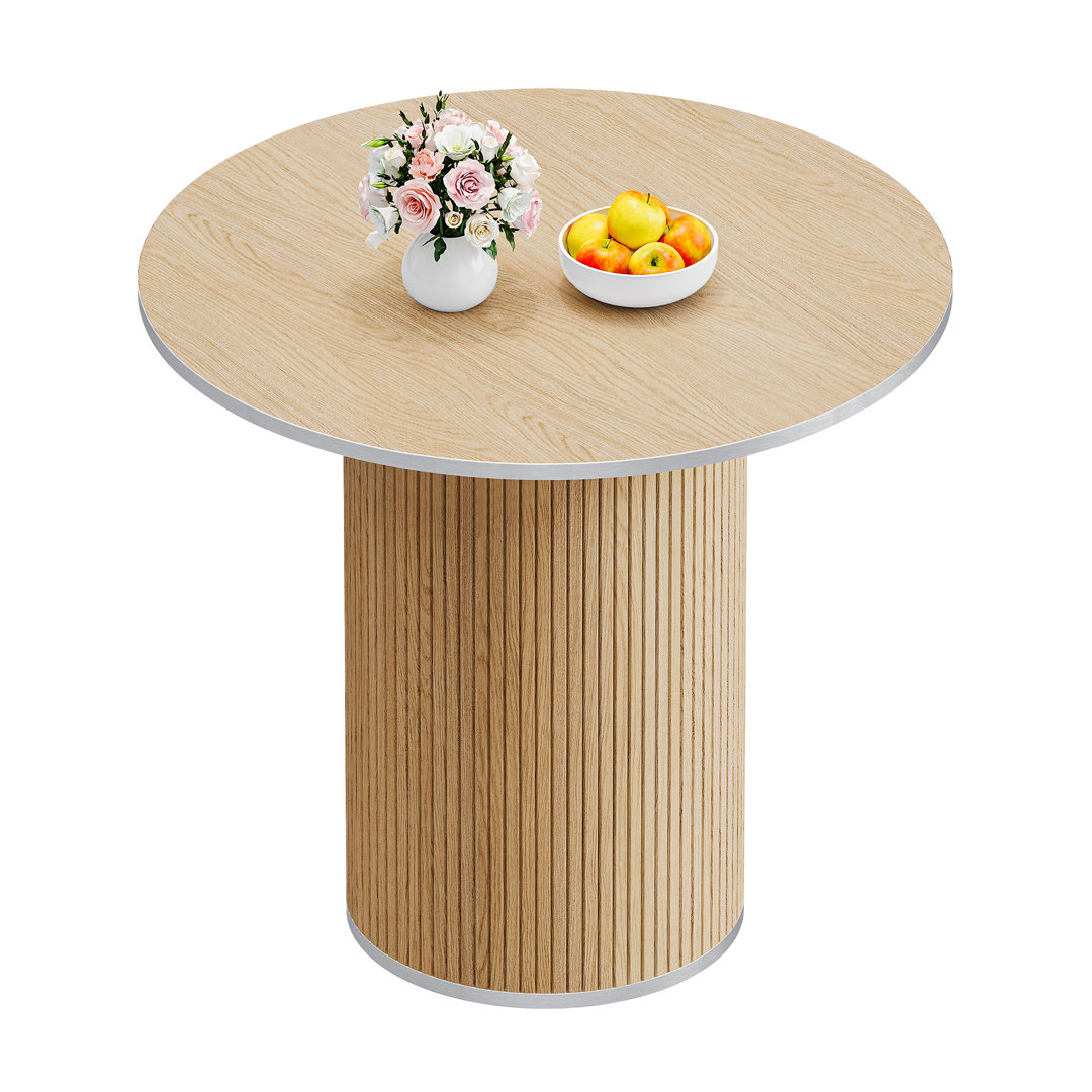 80cm Modern Round Dining Table with Fluted Pedestal