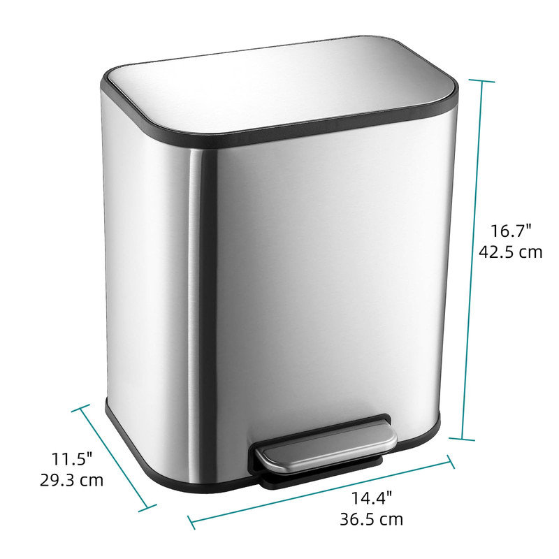 Poubelles en acier inoxydable pour la cuisine, poubelle avec couvercle, pédale de 20 L avec couvercle à fermeture en douceur et seau intérieur pour la cuisine, le bureau à domicile, la chambre à coucher et le salon