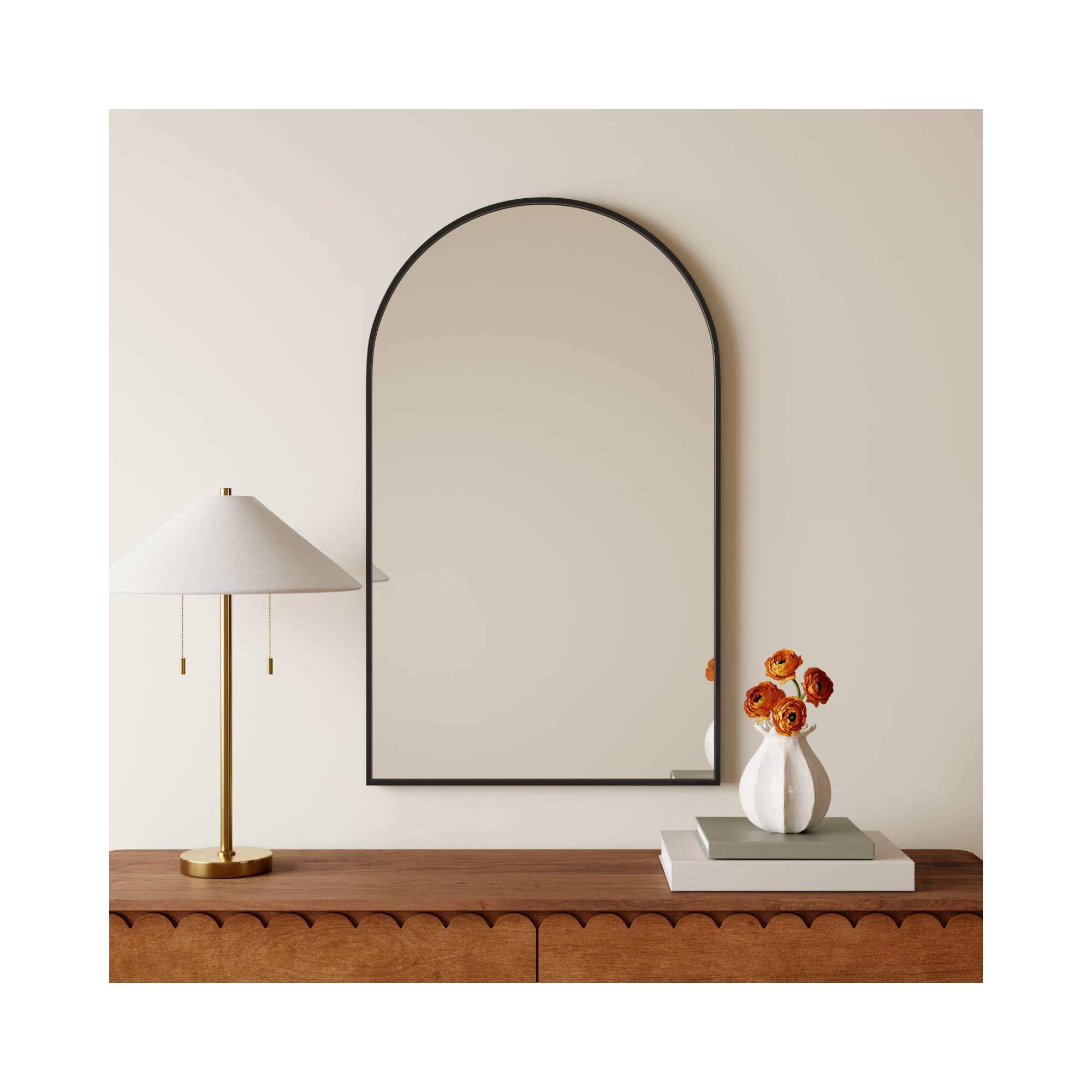 Sabine Metal Arch Wall Mirror, 40" x 24", Black