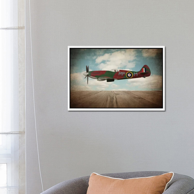 Spitfire - Print on Canvas, 66.04 cm H x 45.72 cm W, White Framed