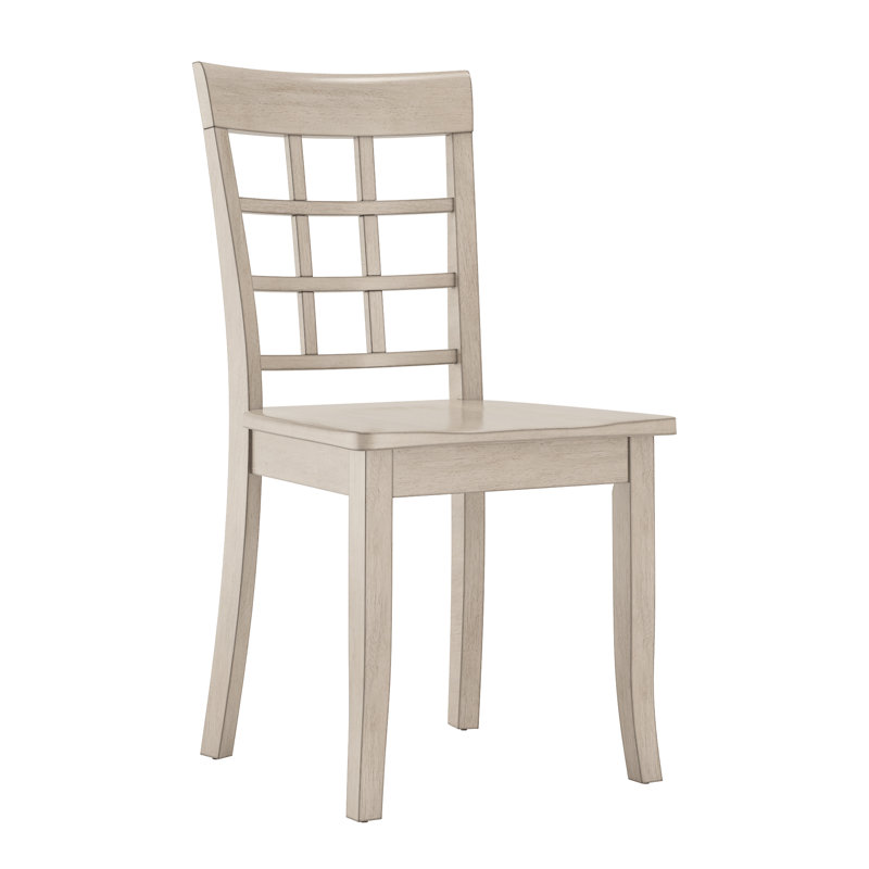 Ensemble de salle à manger à 4 pieds en bois massif Alexa-Mae, Blanc antique