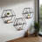 Denegal Hexagon Wall Shelves with Wood and Metal Frame Featuring MDF Panels and Boho Iron Detailing Set of 3-89124668