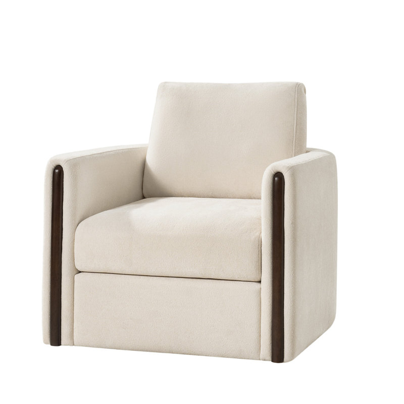 Upholstered Swivel Armchair, Beige