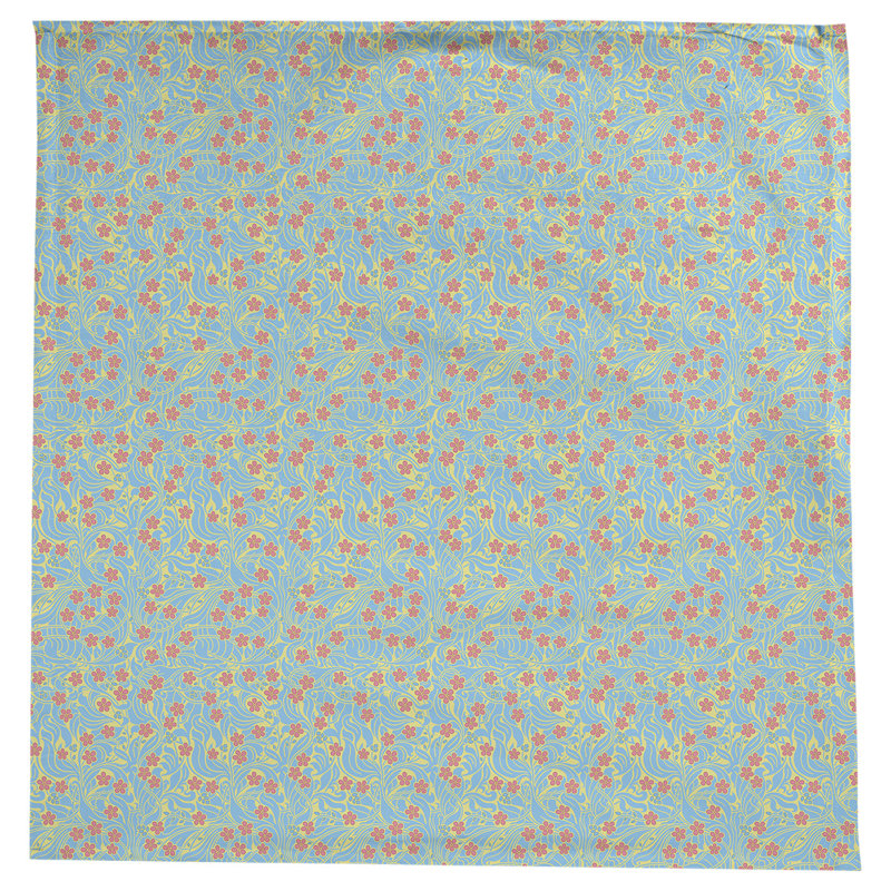 Leffel Swirly Floral Tablecloth, Yellow/Blue/Pink