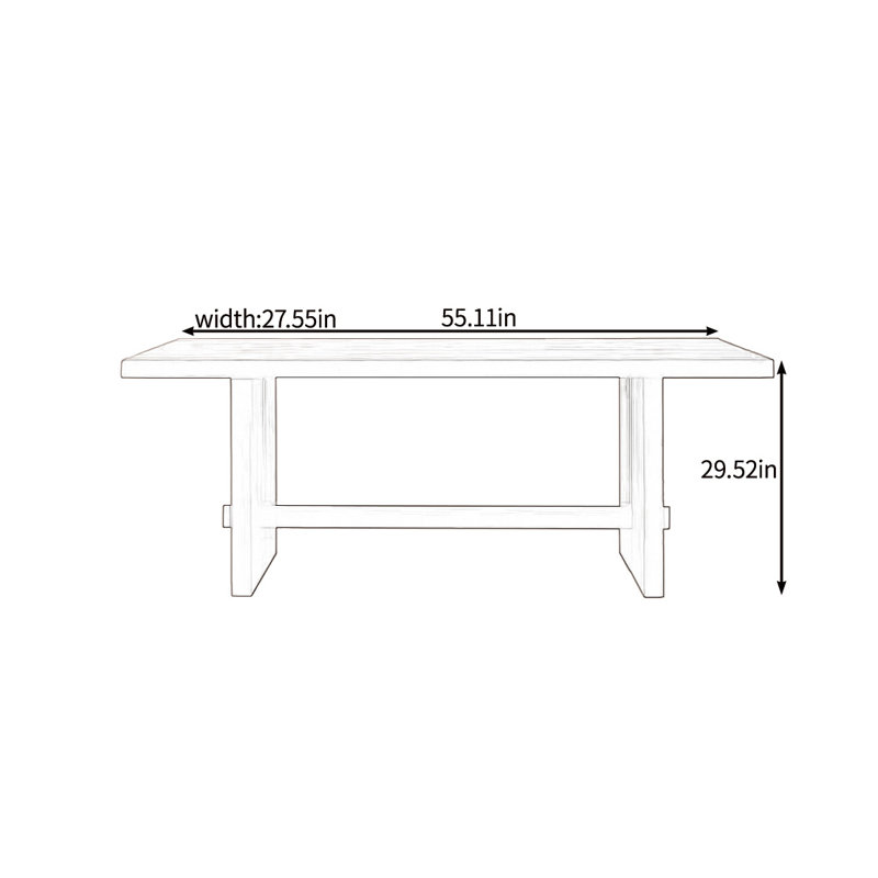 Steady solid wood dining table, 29.52"H x 55.11"L x 27.55"W