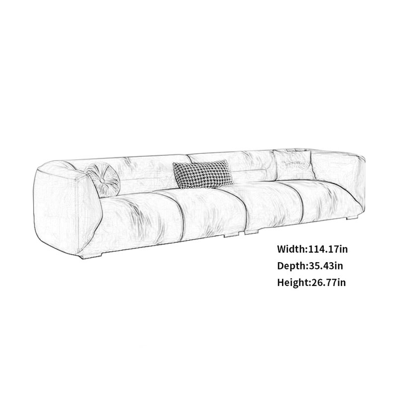 Canapé minimaliste moderne et créatif, Brun, H 26,77 po x l 114,17 po x P 35,43 po