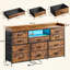 Commode 11 tiroirs pour chambre à coucher, meuble télé avec commodes longues, lumières DEL, prises de courant, tablettes et 4 crochets-828768167